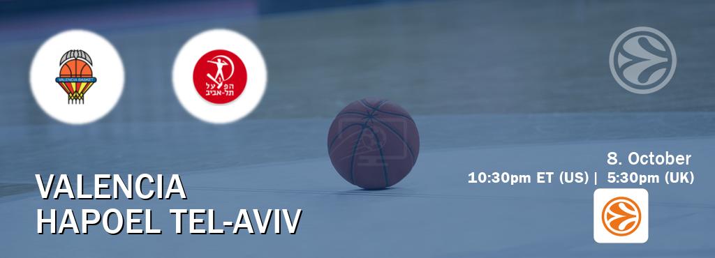 You can watch game live between Valencia and Hapoel Tel-Aviv on EuroLeague TV. You can watch game live between Valencia and Hapoel Tel-Aviv on EuroLeague TV.