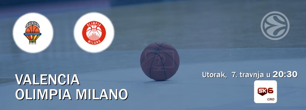 Izravni prijenos utakmice Valencia i Olimpia Milano pratite uživo na Sportklub 6 (utorak,  7. travnja u  20:30).