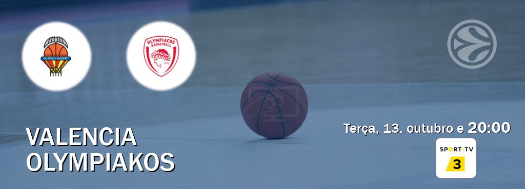 Jogo entre Valencia e Olympiakos tem emissão Sport TV 3 (terça, 13. outubro e 20:00). Jogo entre Valencia e Olympiakos tem emissão Sport TV 3 (terça, 13. outubro e 20:00).
