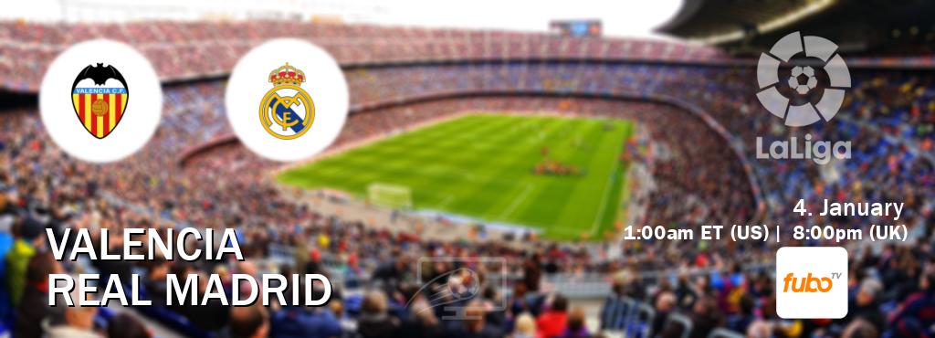 You can watch game live between Valencia and Real Madrid on fuboTV(US).