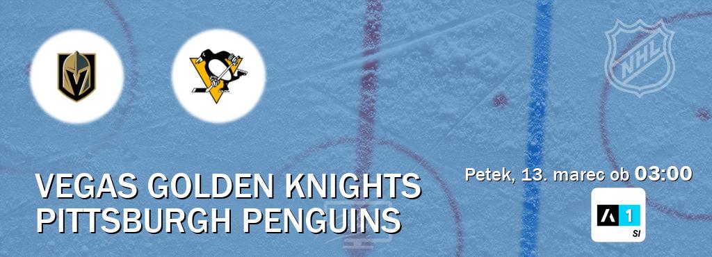Prenos tekme med Vegas Golden Knights in Pittsburgh Penguins v živo na Arena Sport 1 (petek, 13. marec ob  03:00 uri).