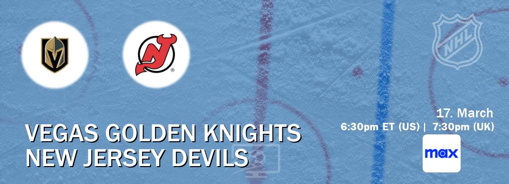 You can watch game live between Vegas Golden Knights and New Jersey Devils on Max(US).