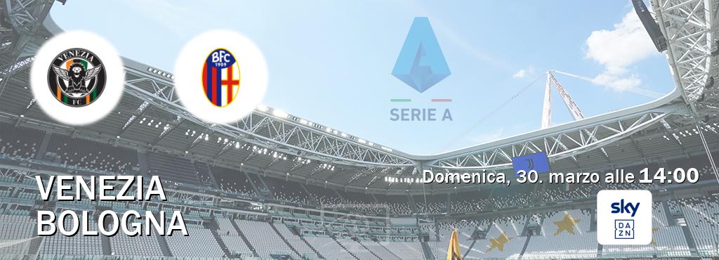 Il match Venezia - Bologna sarà trasmesso in diretta TV su Sky Sport Bar (ore 14:00)