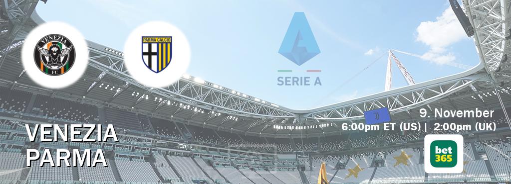 You can watch game live between Venezia and Parma on bet365(UK).