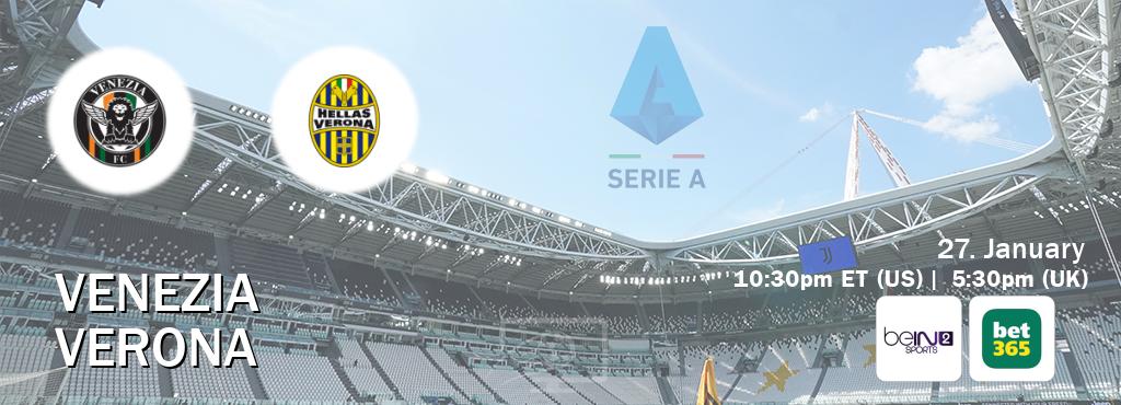 You can watch game live between Venezia and Verona on beIN SPORTS 2(AU) and bet365(UK).