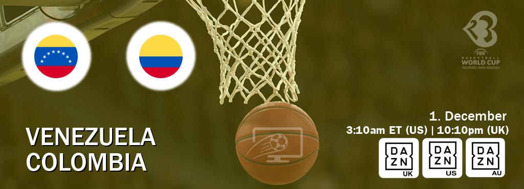You can watch game live between Venezuela and Colombia on DAZN UK(UK), DAZN(US), DAZN(AU).