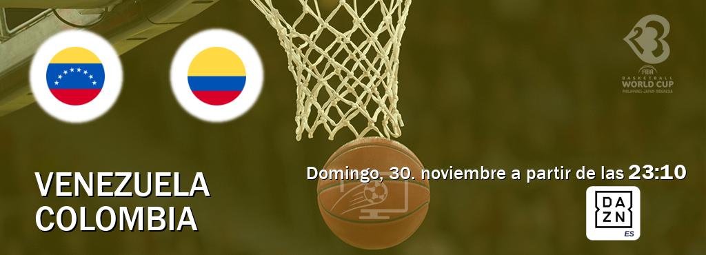 El partido entre Venezuela y Colombia será retransmitido por DAZN España (domingo, 30. noviembre a partir de las  23:10).