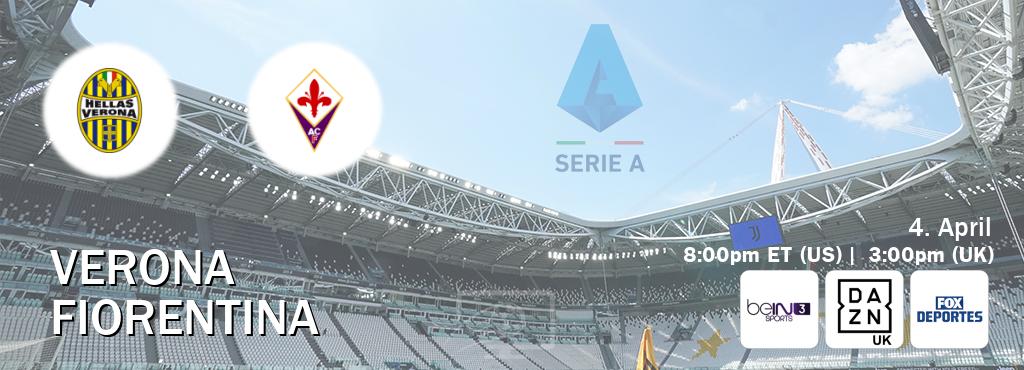 You can watch game live between Verona and Fiorentina on beIN SPORTS 3(AU), DAZN UK(UK), Fox Deportes(US).