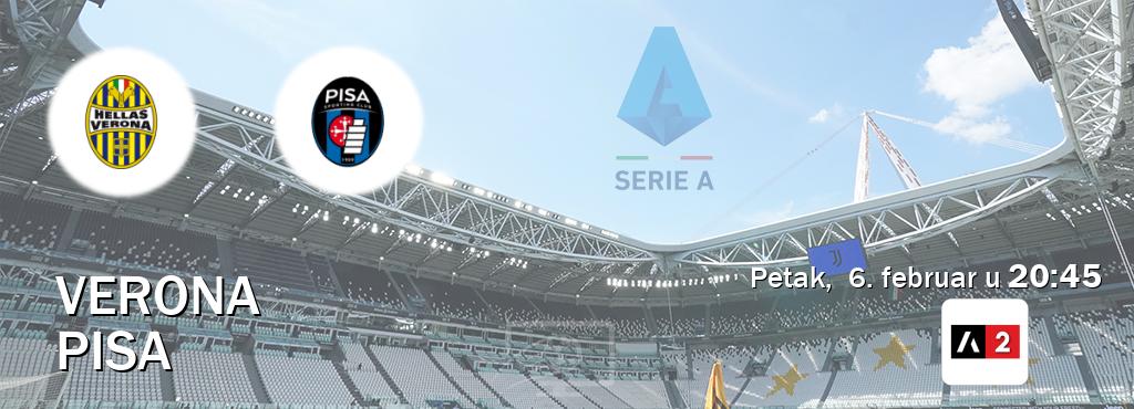 Izravni prijenos utakmice Verona i Pisa pratite uživo na Arena Sport 2 (petak, 6. februar u 20:45). Izravni prijenos utakmice Verona i Pisa pratite uživo na Arena Sport 2 (petak, 6. februar u 20:45).