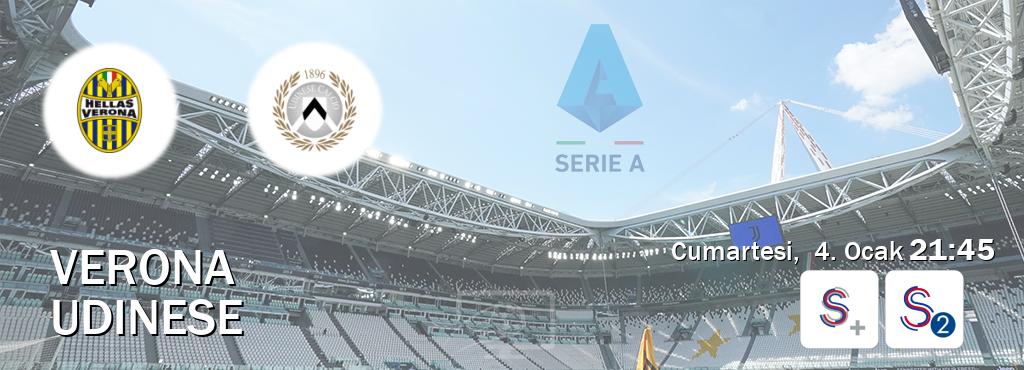 Karşılaşma Verona - Udinese S Sport + ve S Sport 2'den canlı yayınlanacak (Cumartesi,  4. Ocak  21:45).