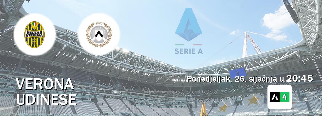 Izravni prijenos utakmice Verona i Udinese pratite uživo na Arena Sport 4 (ponedjeljak, 26. siječnja u  20:45).