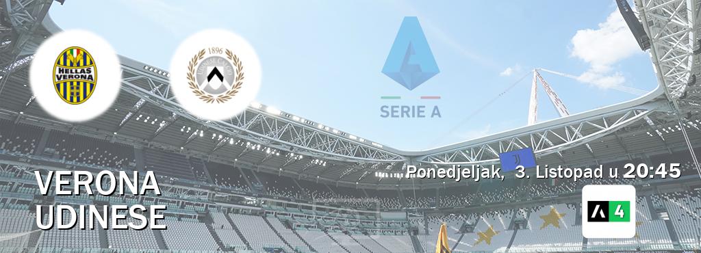 Izravni prijenos utakmice Verona i Udinese pratite uživo na Arena Sport 4 (Ponedjeljak,  3. Listopad u  20:45).