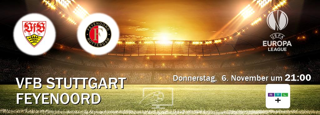 Das Spiel zwischen VfB Stuttgart und Feyenoord wird am Donnerstag, 6. November um 21:00, live vom RTL+ übertragen. Das Spiel zwischen VfB Stuttgart und Feyenoord wird am Donnerstag, 6. November um 21:00, live vom RTL+ übertragen.