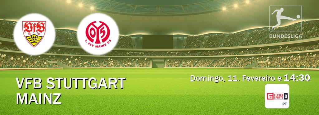 Jogo entre VfB Stuttgart e Mainz tem emissão Eleven Sports 3 (Domingo, 11. Fevereiro e  14:30).
