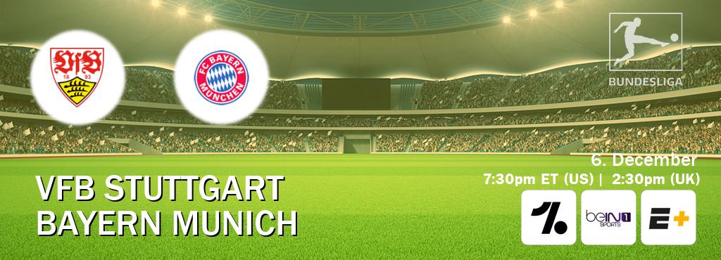You can watch game live between VfB Stuttgart and Bayern Munich on OneFootball, beIN SPORTS 1(AU), ESPN+(US).