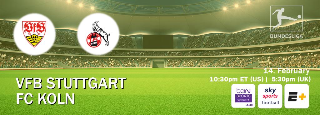 You can watch game live between VfB Stuttgart and FC Koln on beIN Sports Connect(AU), Sky Sports Football(UK), ESPN+(US).