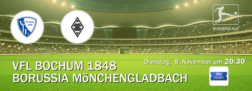 Das Spiel zwischen VfL Bochum 1848 und Borussia Mönchengladbach wird am Dienstag,  8. November um  20:30, live vom Sky Ticket übertragen.