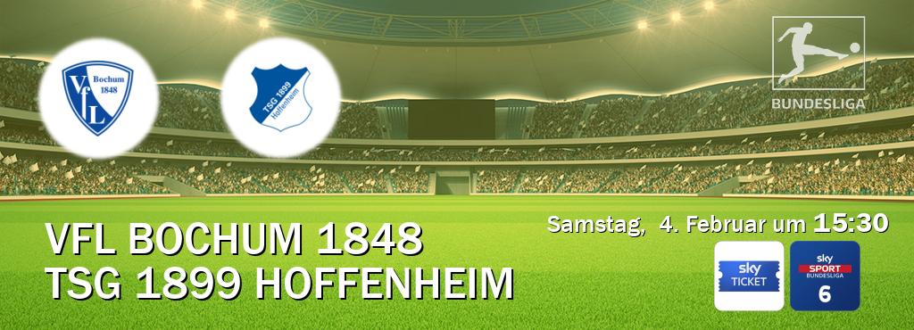 Das Spiel zwischen VfL Bochum 1848 und TSG 1899 Hoffenheim wird am Samstag,  4. Februar um  15:30, live vom Sky Ticket und Sky Bundesliga 6 übertragen.