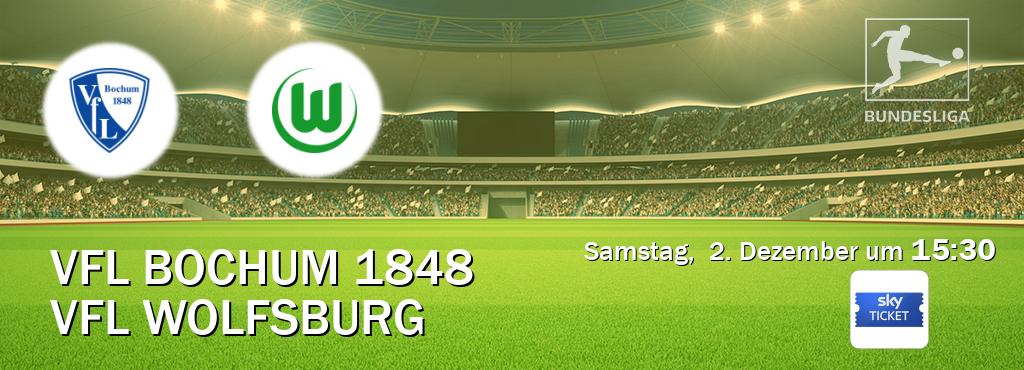 Das Spiel zwischen VfL Bochum 1848 und VfL Wolfsburg wird am Samstag,  2. Dezember um  15:30, live vom Sky Ticket übertragen.