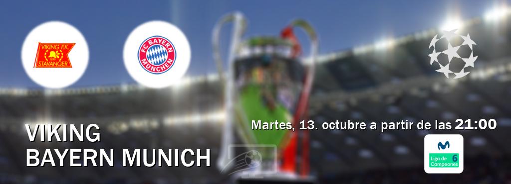 El partido entre Viking y Bayern Munich será retransmitido por Movistar Liga de Campeones 6 (martes, 13. octubre a partir de las 21:00). El partido entre Viking y Bayern Munich será retransmitido por Movistar Liga de Campeones 6 (martes, 13. octubre a partir de las 21:00).