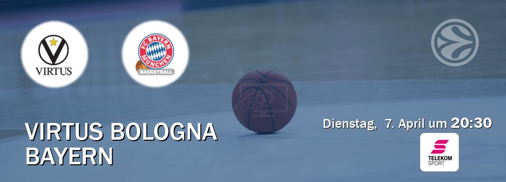 Das Spiel zwischen Virtus Bologna und Bayern wird am Dienstag,  7. April um  20:30, live vom Magenta Sport übertragen.