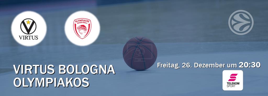 Das Spiel zwischen Virtus Bologna und Olympiakos wird am Freitag, 26. Dezember um  20:30, live vom Magenta Sport übertragen.