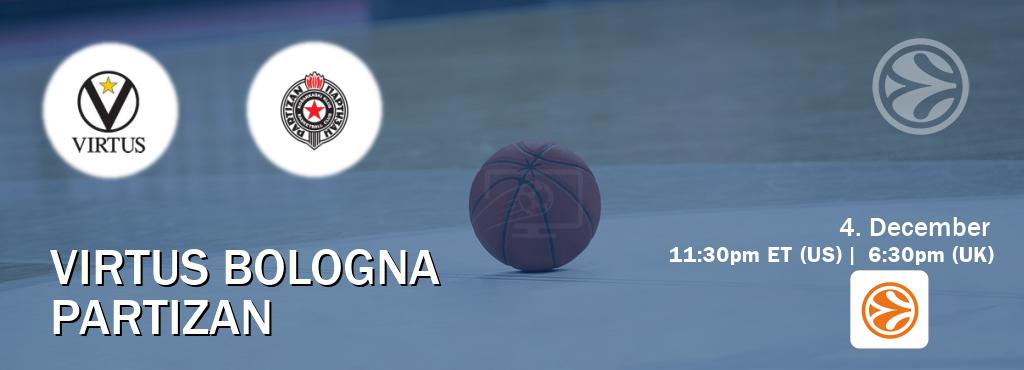 You can watch game live between Virtus Bologna and Partizan on EuroLeague TV. You can watch game live between Virtus Bologna and Partizan on EuroLeague TV.