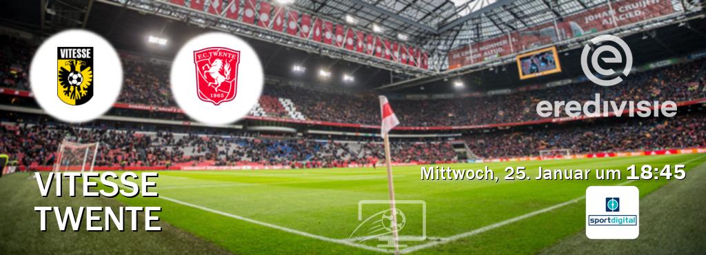 Das Spiel zwischen Vitesse und Twente wird am Mittwoch, 25. Januar um  18:45, live vom Sportdigital übertragen.