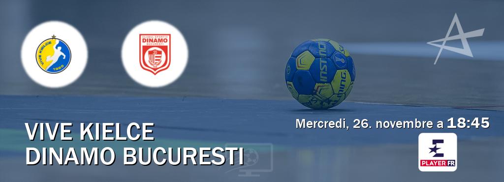 Match entre Vive Kielce et Dinamo Bucuresti en direct à la Eurosport Player FR (mercredi, 26. novembre a  18:45).
