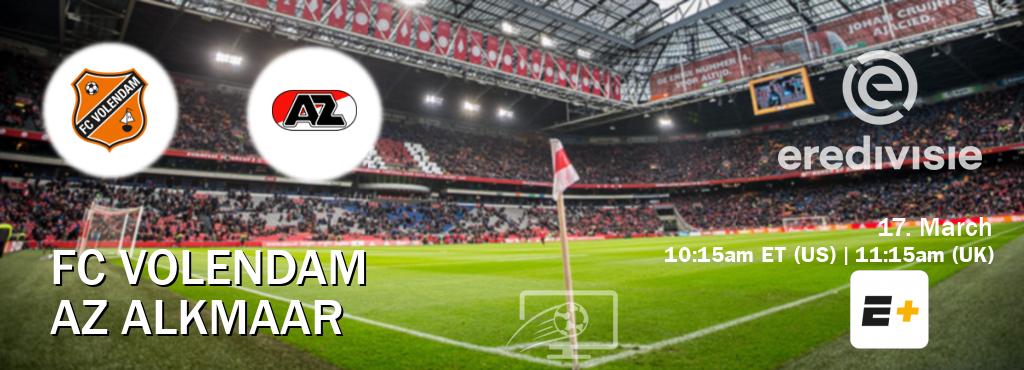 You can watch game live between FC Volendam and AZ Alkmaar on ESPN+(US).