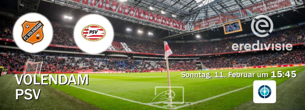 Das Spiel zwischen Volendam und PSV wird am Sonntag, 11. Februar um  15:45, live vom Sportdigital FUSSBALL übertragen.