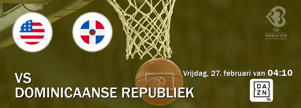 Wedstrijd tussen VS en Dominicaanse Republiek live op tv bij DAZN (vrijdag, 27. februari van 04:10). Wedstrijd tussen VS en Dominicaanse Republiek live op tv bij DAZN (vrijdag, 27. februari van 04:10).