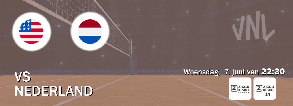 Wedstrijd tussen VS en Nederland live op tv bij Ziggo Select, Ziggo Sport 14 (woensdag,  7. juni van  22:30).