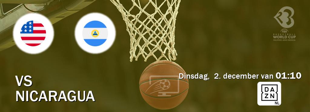 Wedstrijd tussen VS en Nicaragua live op tv bij DAZN (dinsdag,  2. december van  01:10).