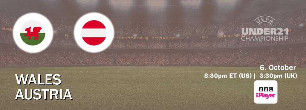 You can watch game live between Wales U21 and Austria U21 on BBC iPlayer(UK).
