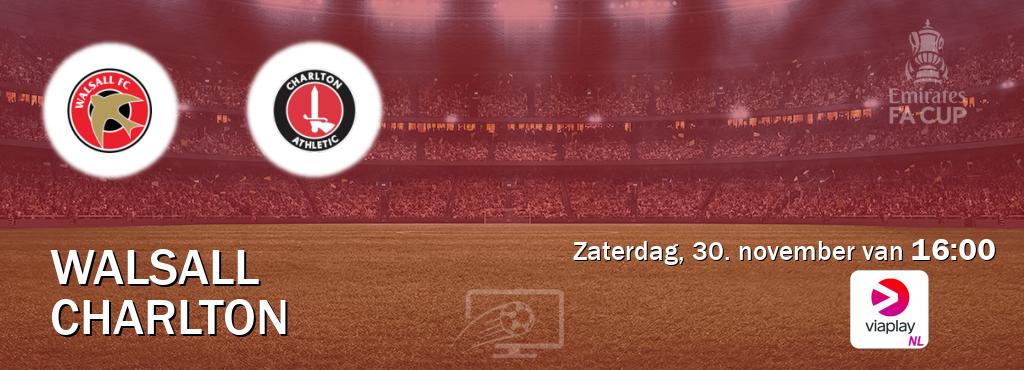 Wedstrijd tussen Walsall en Charlton live op tv bij Viaplay Nederland (zaterdag, 30. november van  16:00).