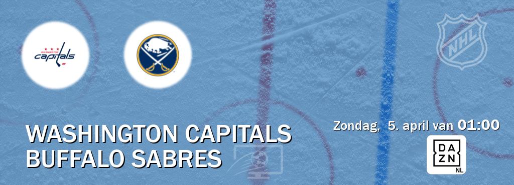 Wedstrijd tussen Washington Capitals en Buffalo Sabres live op tv bij DAZN (zondag,  5. april van  01:00).