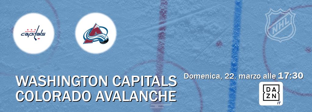 Il match Washington Capitals - Colorado Avalanche sarà trasmesso in diretta TV su DAZN Italia (ore 17:30)