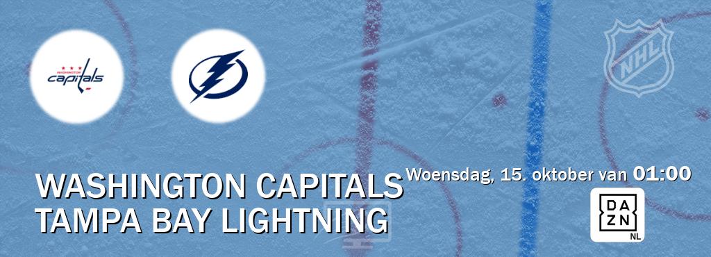 Wedstrijd tussen Washington Capitals en Tampa Bay Lightning live op tv bij DAZN (woensdag, 15. oktober van 01:00). Wedstrijd tussen Washington Capitals en Tampa Bay Lightning live op tv bij DAZN (woensdag, 15. oktober van 01:00).