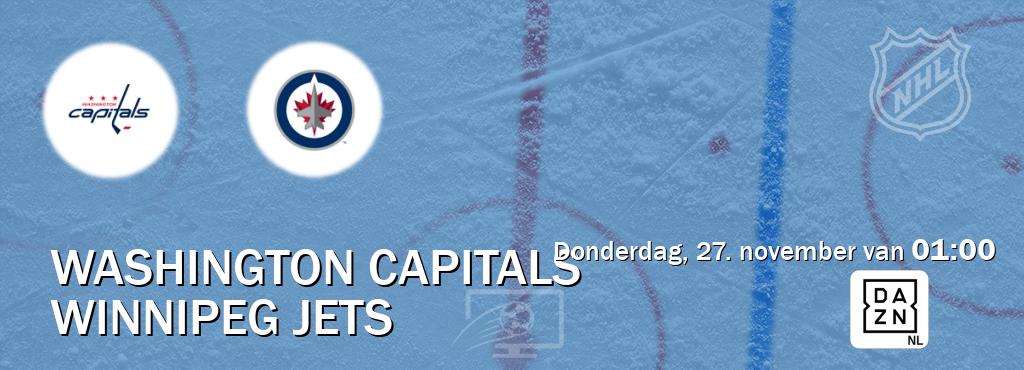 Wedstrijd tussen Washington Capitals en Winnipeg Jets live op tv bij DAZN (donderdag, 27. november van 01:00). Wedstrijd tussen Washington Capitals en Winnipeg Jets live op tv bij DAZN (donderdag, 27. november van 01:00).