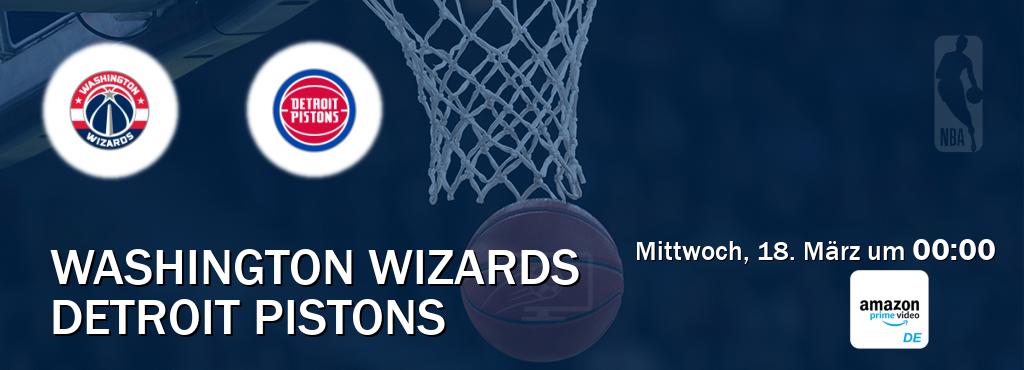 Das Spiel zwischen Washington Wizards und Detroit Pistons wird am Mittwoch, 18. März um  00:00, live vom Amazon Prime DE übertragen.