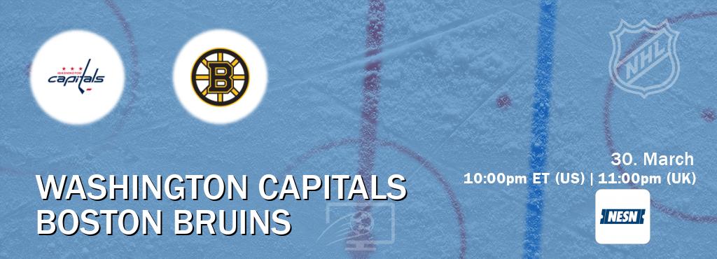 You can watch game live between Washington Capitals and Boston Bruins on NESN(US).