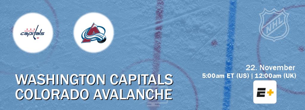 You can watch game live between Washington Capitals and Colorado Avalanche on ESPN+(US).