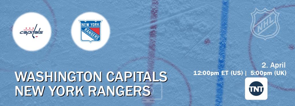 You can watch game live between Washington Capitals and New York Rangers on TNT.
