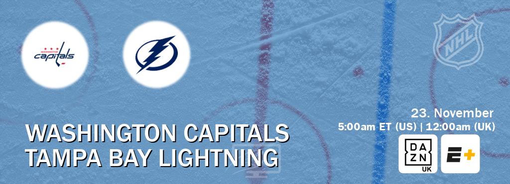 You can watch game live between Washington Capitals and Tampa Bay Lightning on DAZN UK(UK) and ESPN+(US). You can watch game live between Washington Capitals and Tampa Bay Lightning on DAZN UK(UK) and ESPN+(US).