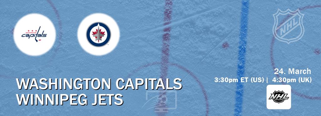 You can watch game live between Washington Capitals and Winnipeg Jets on NHL Network(US).