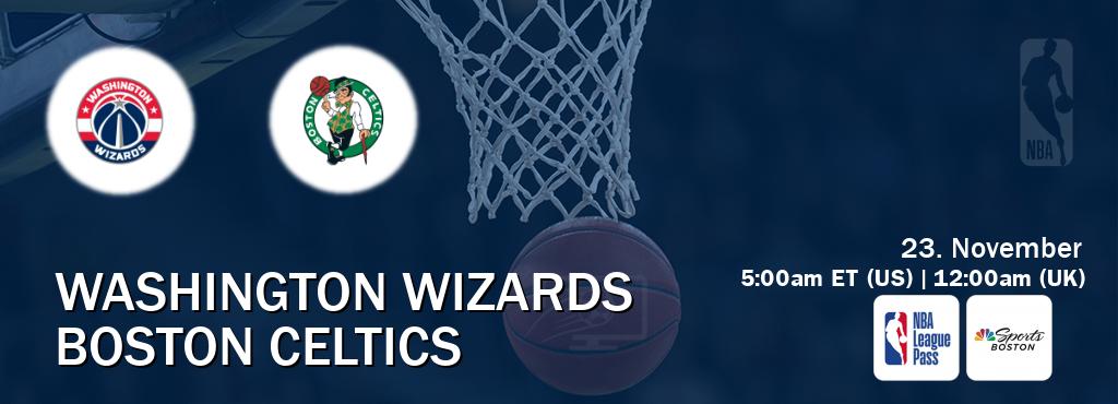 You can watch game live between Washington Wizards and Boston Celtics on NBA League Pass and NBCS Boston(US).