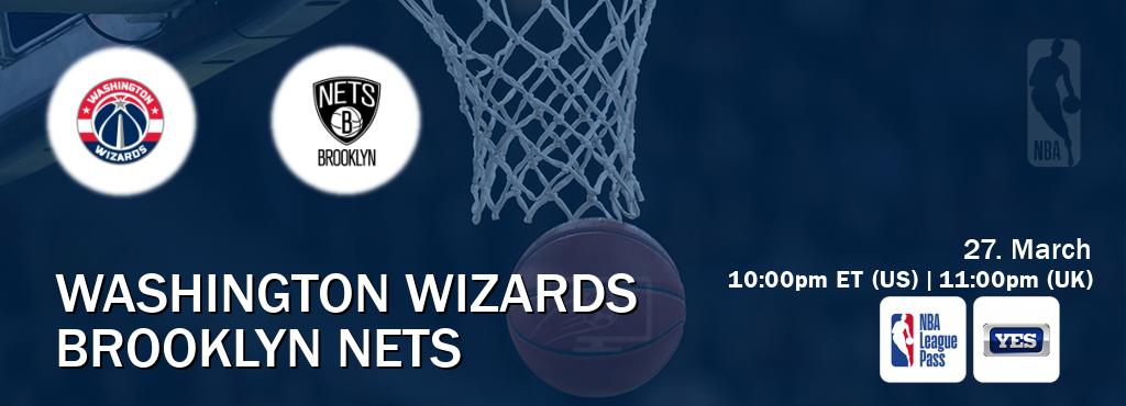 You can watch game live between Washington Wizards and Brooklyn Nets on NBA League Pass and YES(US).