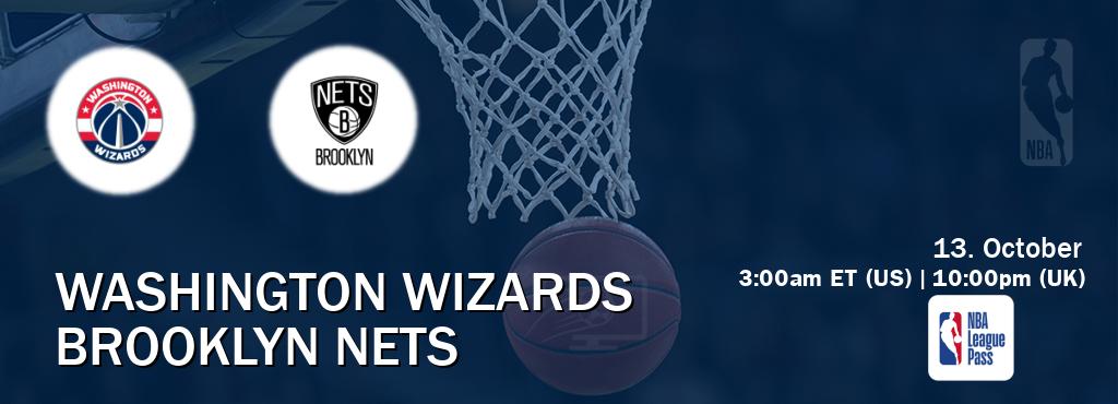 You can watch game live between Washington Wizards and Brooklyn Nets on NBA League Pass.