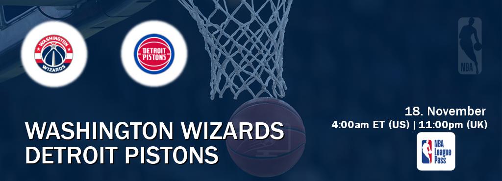 You can watch game live between Washington Wizards and Detroit Pistons on NBA League Pass.